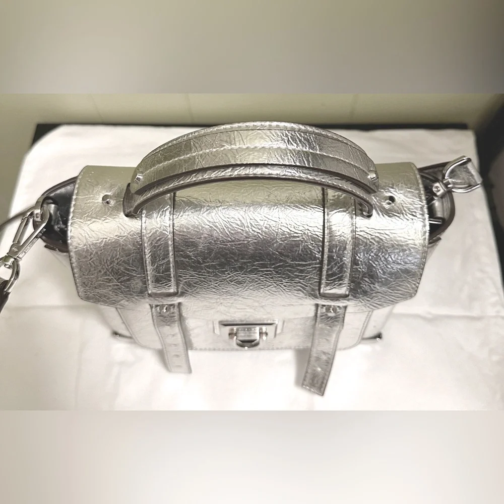 Manhattan Medium Crackled Metallic Leather Satchel